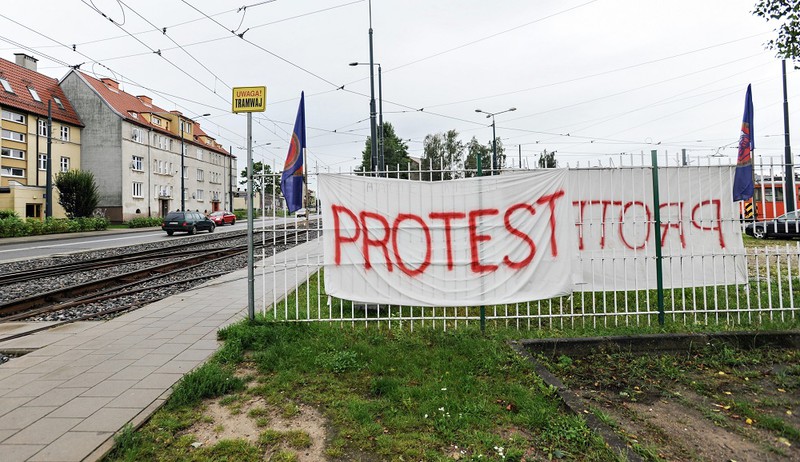 Elbląg, Zajezdnia tramwajowa też jest oflagowana Elbląg, Zajezdnia tramwajowa też jest oflagowana