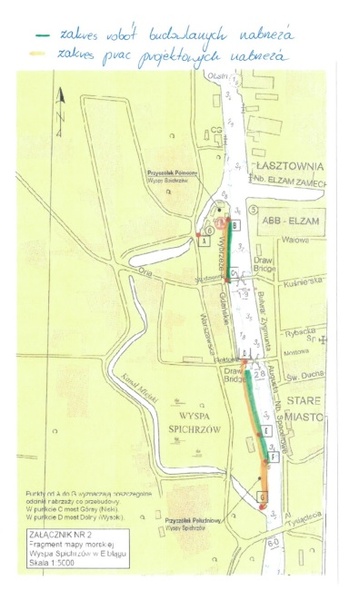Elbląg, Szkic wykonany przez urzędników dotyczący terenu, gdzie będą prowadzone prace