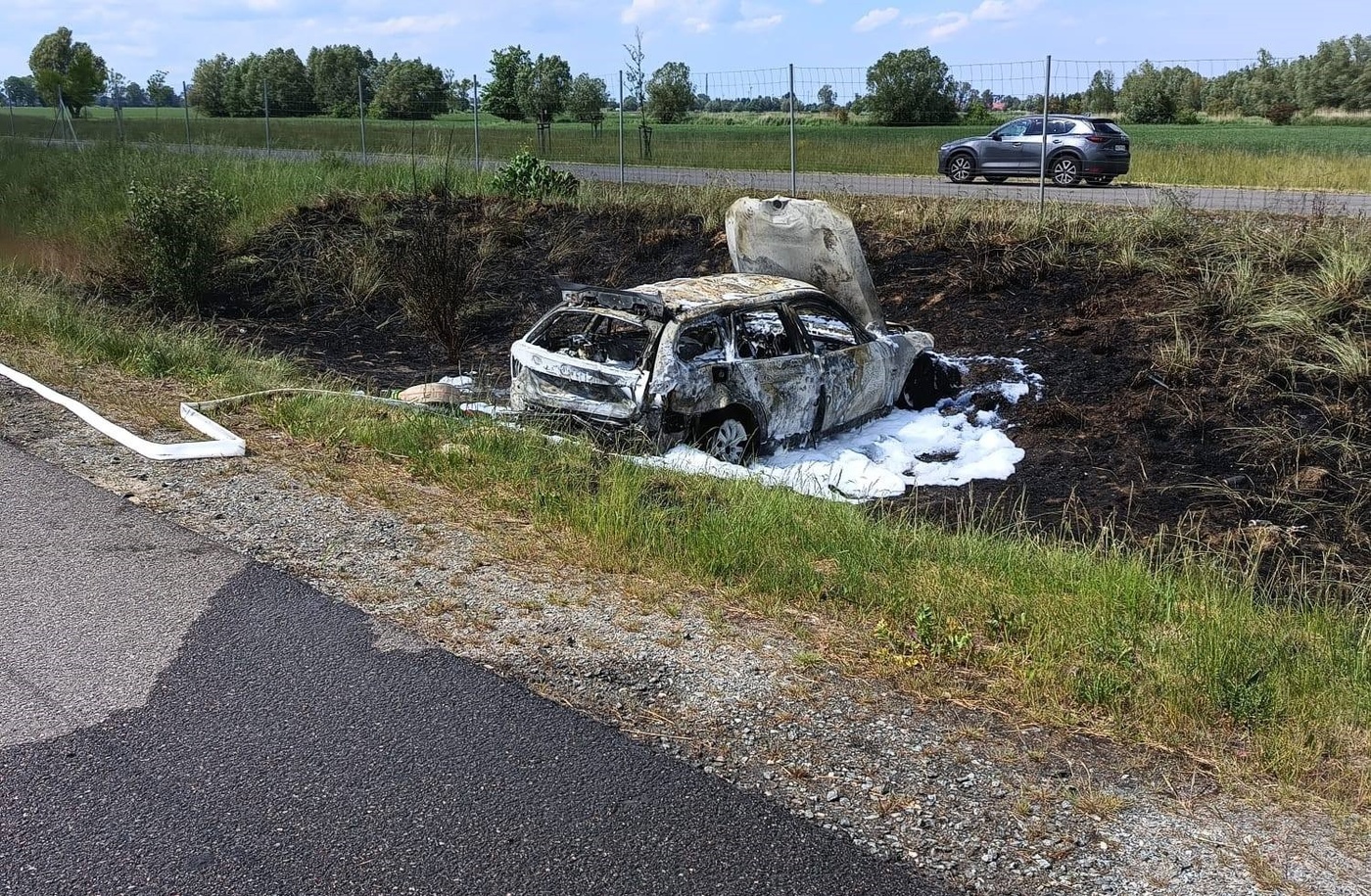 Elbląg, Auto spłonęło na S7 po kolizji