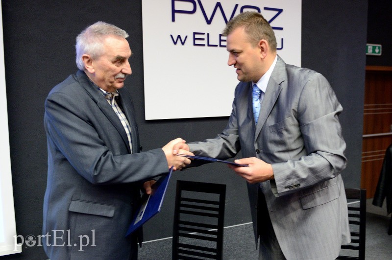 Elbląg, Na zdj. rektor PWSZ Zbigniew Walczyk i Tomasz Woźny