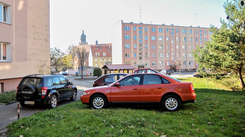 Elbląg, Szlaban na parkowanie. Auta stawiają na trawniku