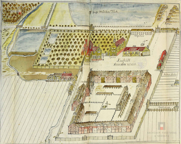 Elbląg, Plan folwarku w Starych Kusach