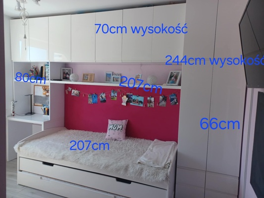 Elbląg Sprzedam komplet mebli pokojowych robionych pod wymiar fronty mdf  lakierowane. 
Łóżko 2 poziomowe z dwoma