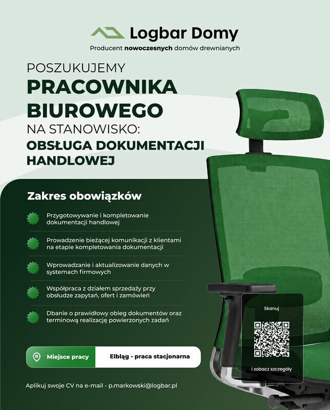 Elbląg Poszukujemy osoby na stanowisko Specjalisty ds. Obsługi Dokumentacji Handlowej. Jeśli cechuje Cię dokładność,