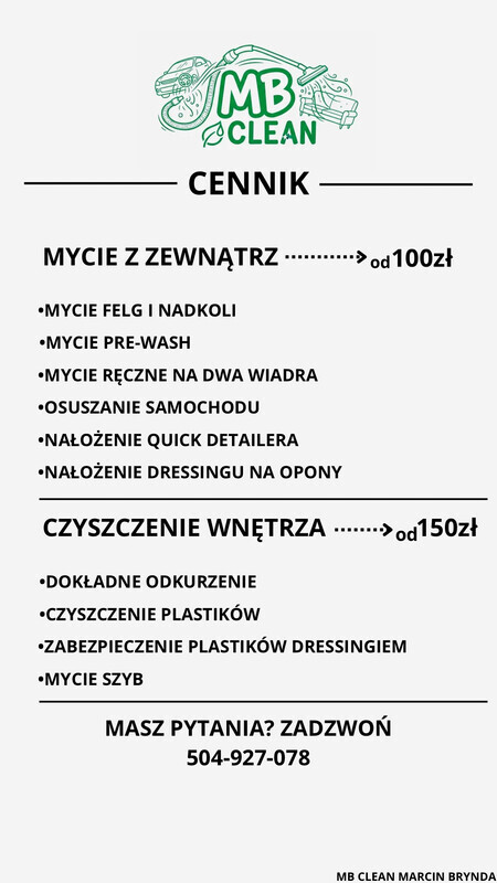 Elbląg Zadbamy o twój samochód i meble!✨
Sprawdź cennik i umów termin!😎