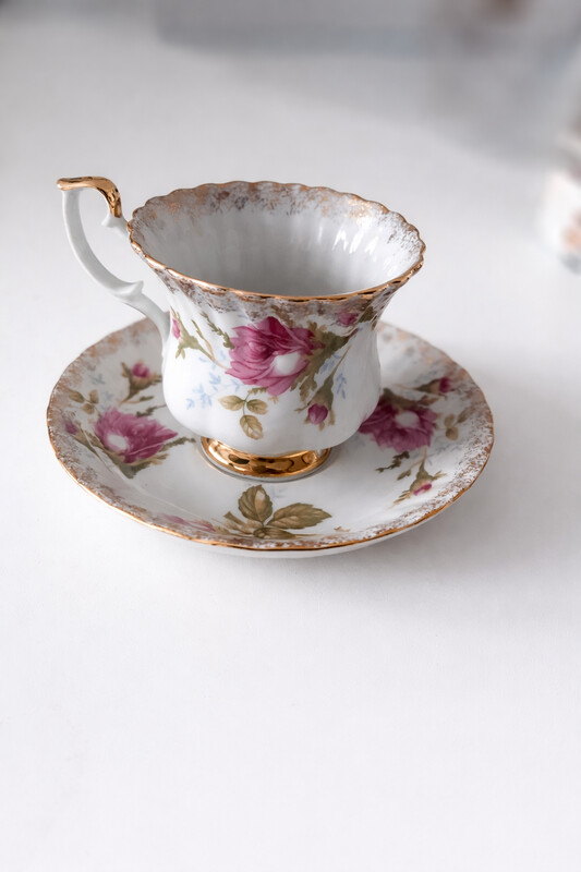 Elbląg ☕ Porcelanowa filiżanka ze spodkiem &ndash; róże & złocenia 🌸
Na sprzedaż wyjątkowa