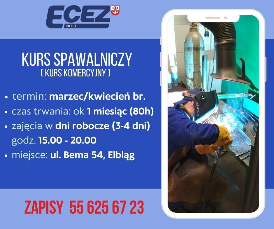 Elbląg 📚 Elbląskie Centrum Edukacji Zawodowej zaprasza na kursy spawalnicze! 🚀Komercyjne kursy