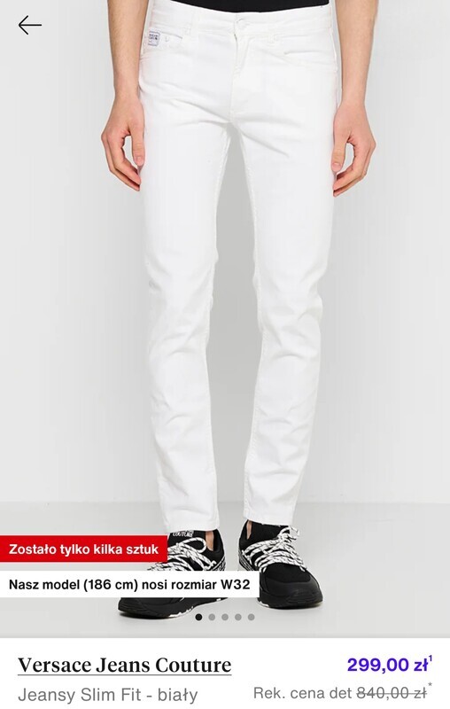 Elbląg Sprzedam nowe spodnie jeansowe białe Versace rozmiar W33,które okazały się dla mnie zbyt małe ( w