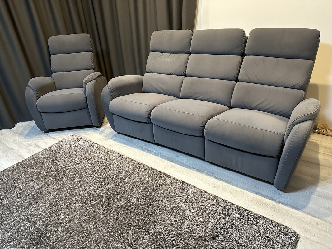 Elbląg Komplet DALLAS
Nowoczesna, komfortowa sofa trzyosobowa oraz fotel z funkcją relaksu. Idealna do salonu lub