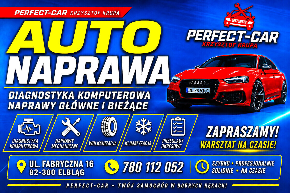 Elbląg SERWIS SAMOCHODOWY PERFECT-CAR AUTO NAPRAWA FABRYCZNA16 KRUPA KRZYSZTOF-Klimatyzacja Nabijanie