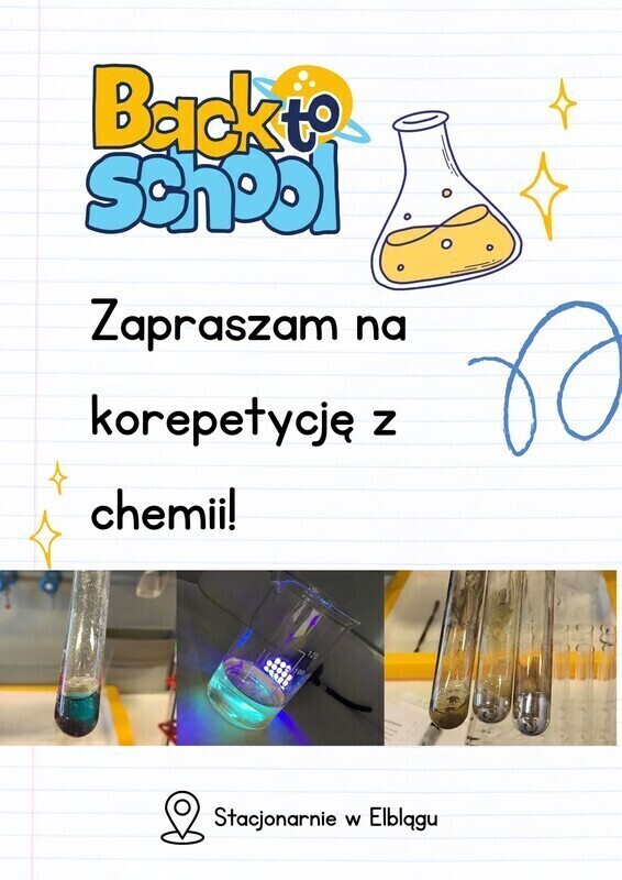 Elbląg 🌟 Dzień dobry! Cześć! Zapraszam na korepetycje z chemii! 🌟Jestem absolwentką z 2023 roku