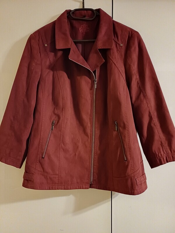 Elbląg Kurtka damska wiosna Bexleys Woman rozmiar 46,kolor burgund, zapinana asymetrycznie, rękaw 7/8,stan jak nowa,