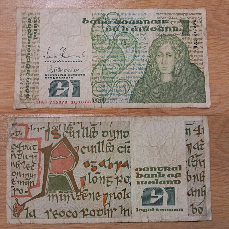 Elbląg Banknot 1 Funt Irlandia 1988 &ndash; Królowa Medb / Pismo Celtyckie
Na sprzedaż oryginalny, wycofany z obiegu