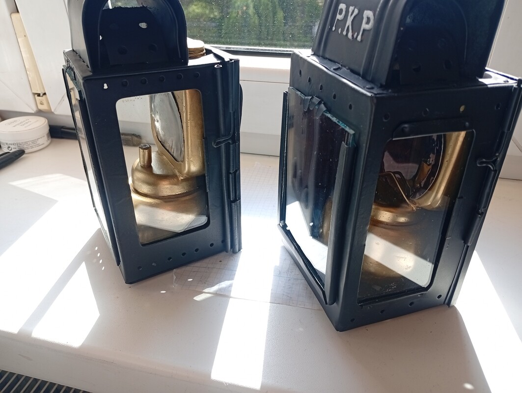 Elbląg Sprzedam 5 lamp zabytkowych PKP 3 szt lampy do przewozu wojska w wagonach towarowych na świeczkę lampy po