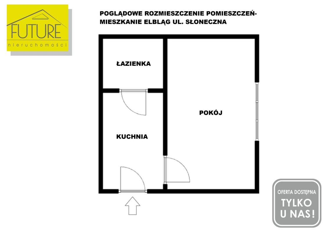 Elbląg FUTURE NIERUCHOMOŚCISprzedam mieszkanie - Elbląg, Słoneczna.   KAWALERKA IDEALNA DLA OSOBY STARSZEJ LUB