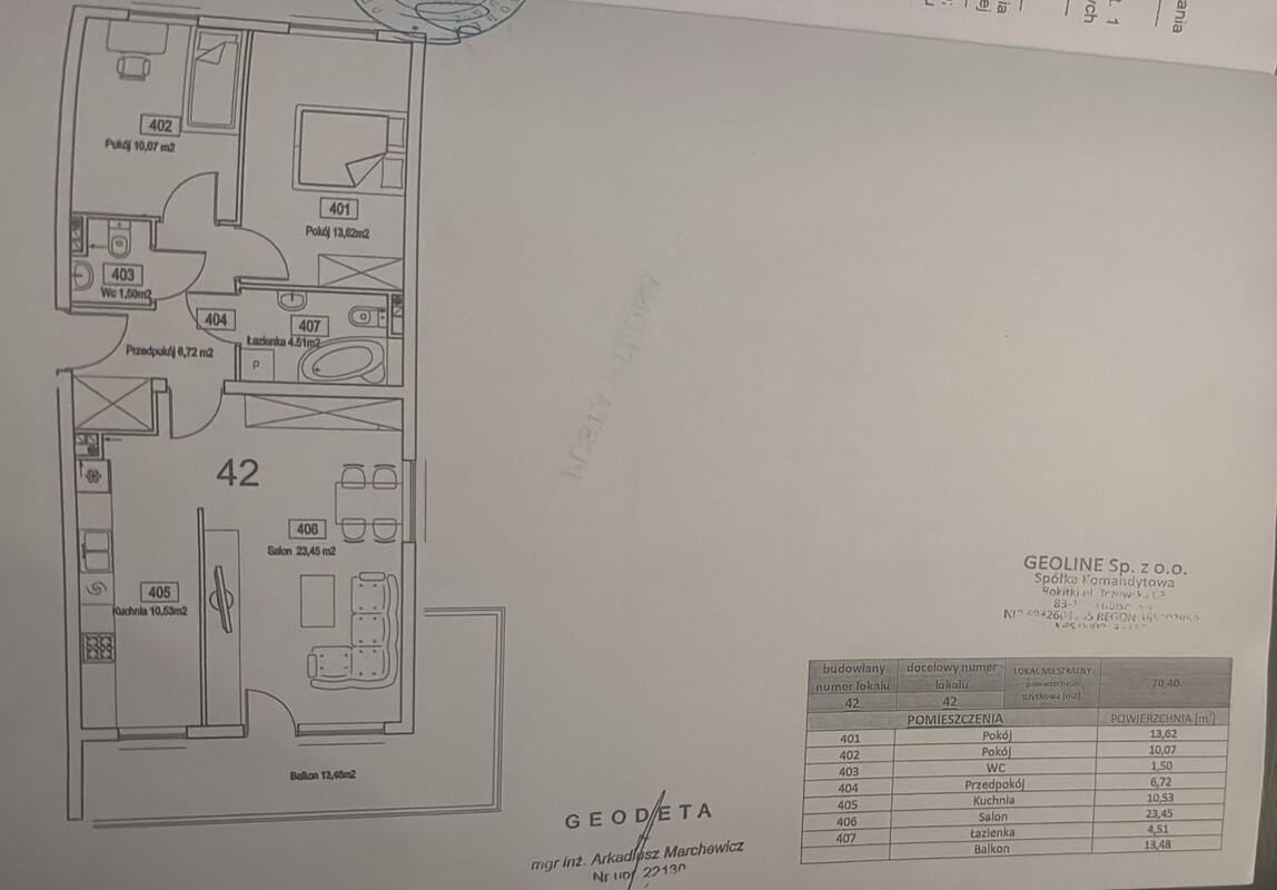 Elbląg KWADRAT NIERUCHOMOŚCI3 pokoje, 70,4 m2III piętro, windabalkon 13,48 m2stan deweloperski, do wykończeniaw cenie