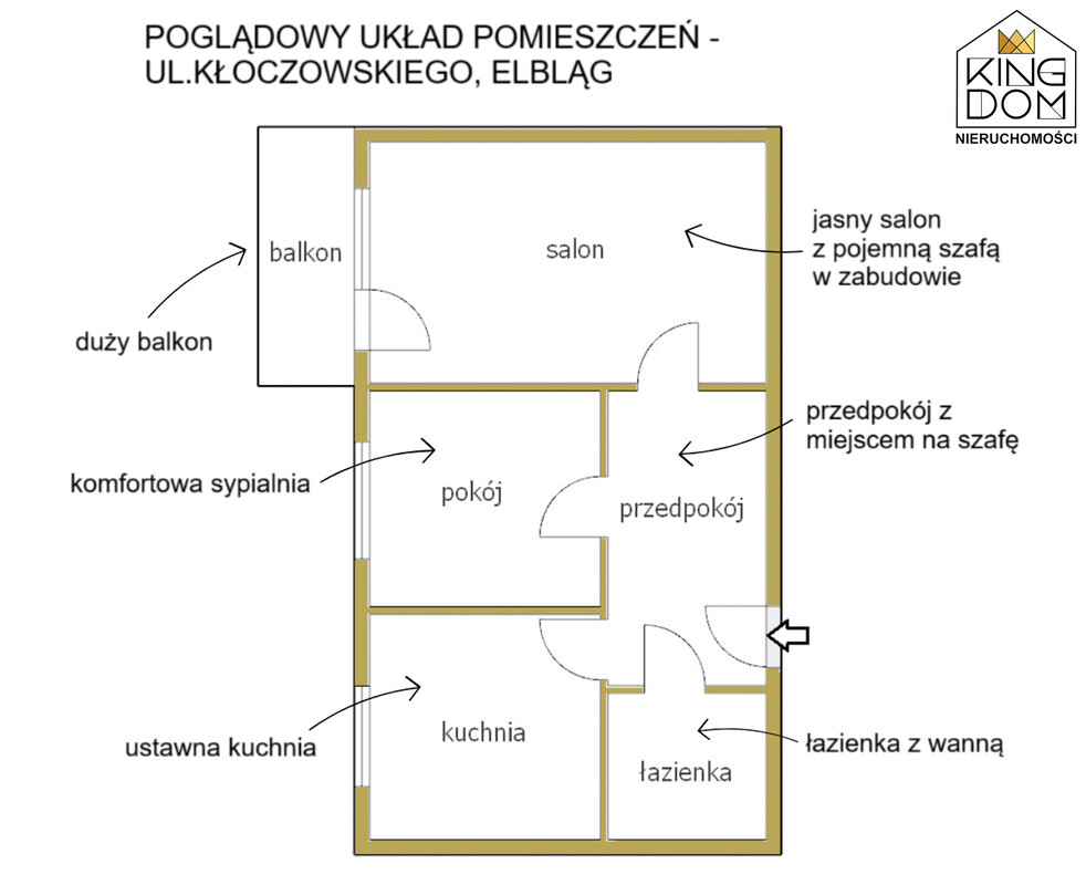 Elbląg 👑🏠 KINGDOM 🏠👑NIERUCHOMOŚCI BLISKO CIEBIE JASNE 2-POKOJOWE