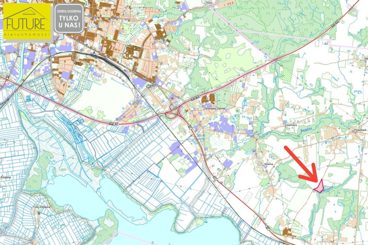 Elbląg FUTURE NIERUCHOMOŚCISprzedam działkę - Nowina. DZIAŁKA ROLNA - NOWINA GM. ELBLĄGCENA: 350 000