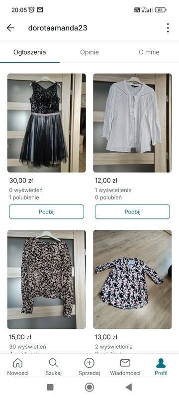 Elbląg Sprzedam dużo ubrań od XS do XXL nowe i używane stan bardzo dobry ceny do 5 zł chce się pozbyć jak najwięcej