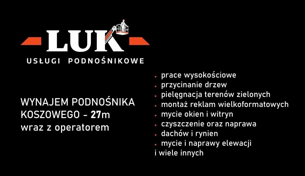 Elbląg • usługi podnośnikowe - wynajem podnośnika koszowego 27m
• wycinka, pielęgnacja drzew i krzewów