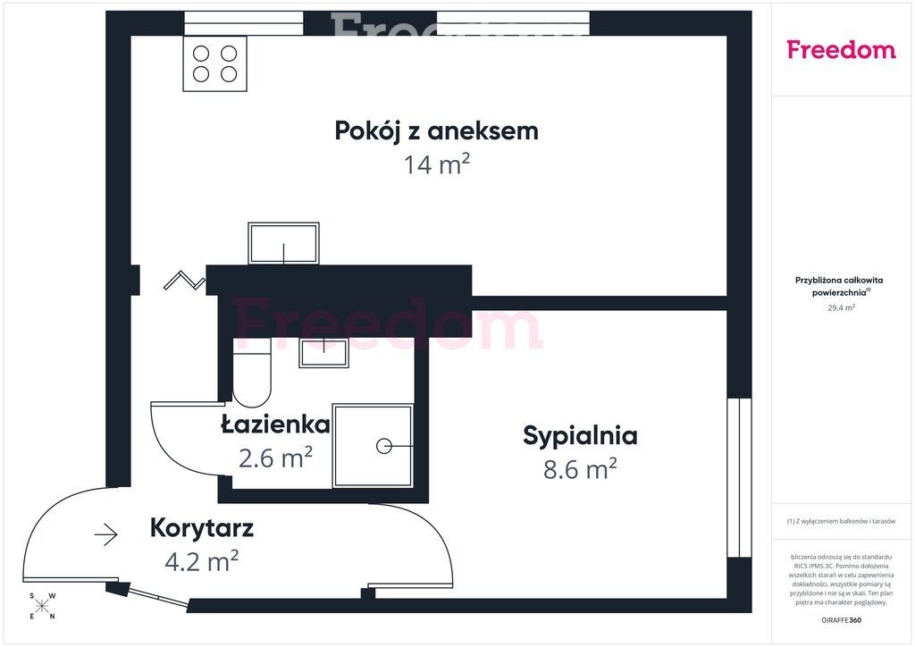 Elbląg FREEDOM NIERUCHOMOŚCISprzedam mieszkanie - Rychliki. Na sprzedaż funkcjonalne mieszkanie dwupokojowe