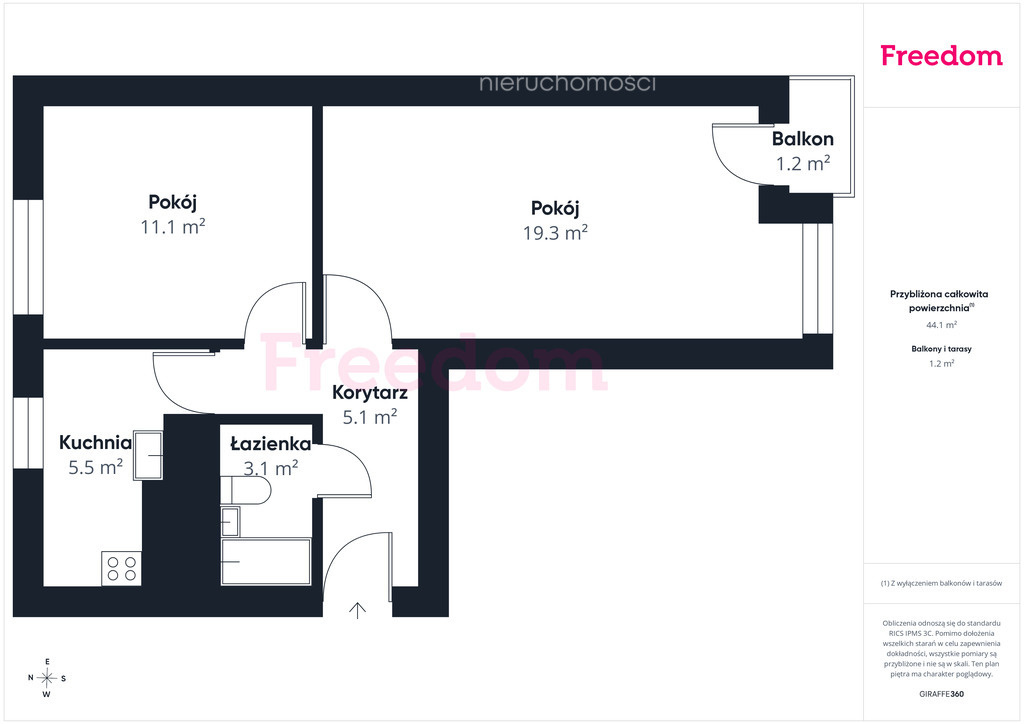 Elbląg FREEDOM NIERUCHOMOŚCISprzedam mieszkanie - Malbork, Jasna. Lokal o powierzchni 43,88 m² + piwnica 2,82 m²,