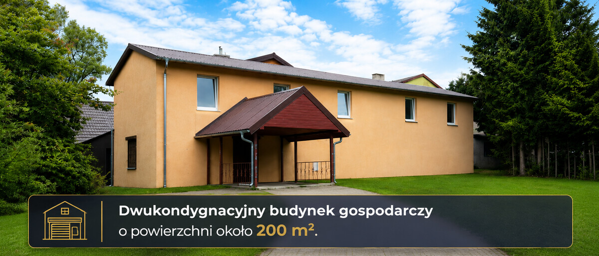 Elbląg Dom 310m² + Hala + Działka. Łącznie 6588m² przy S7/Wilamowo gm. Małdyty, ostródzki, warmińsko-mazurskie