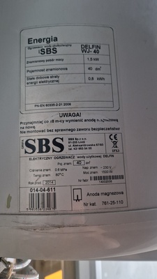 Elbląg Ogrzewacz elektryczny DELFIN WJ-40