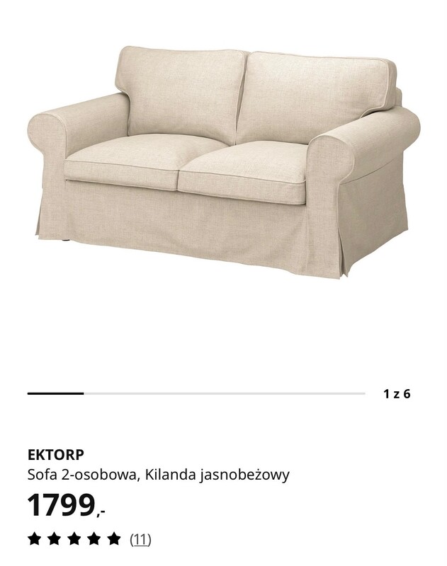 Elbląg Sprzedam kanapę Ektorp z Ikea. Możliwość ściągnięcia i wyprania materiału. Stan bardzo dobry, jak nowa. Odbiór