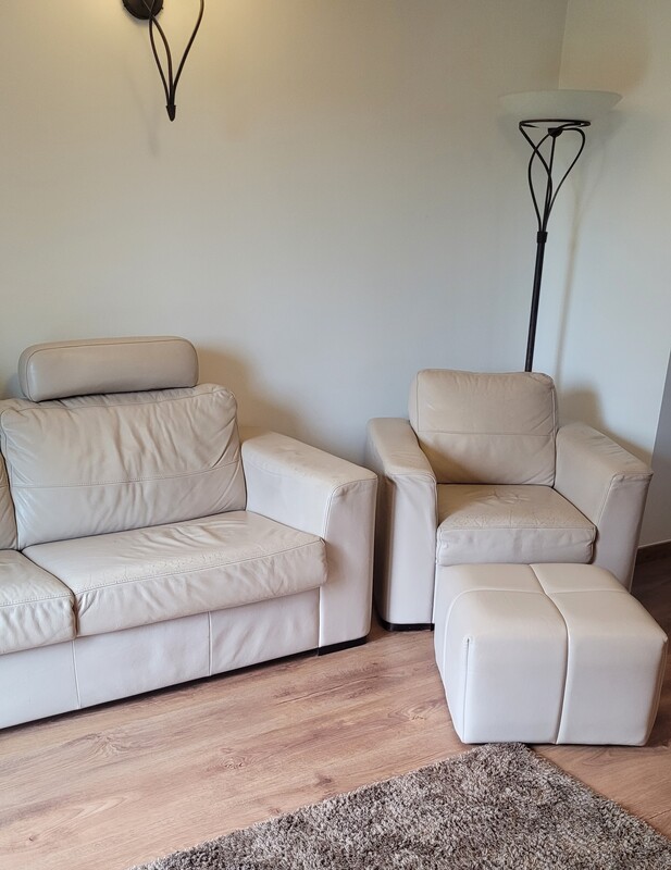 Elbląg Sofa, fotel, puf KLER/VERO skóra naturalna, beż