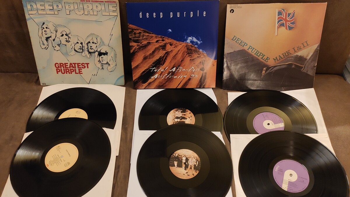 Elbląg Sprzedaję 6 winyli zespołu Deep Purple. Płyty są używane, noszą ślady użytkowania widoczne na zdjęciach.2