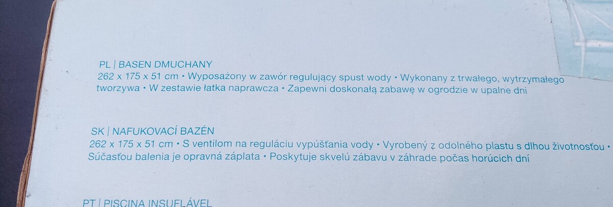Elbląg Mam do zaoferowania basen dla dzieci o wymiarach 262/175/51 basen jest nowy nie używany wszystko widoczne na