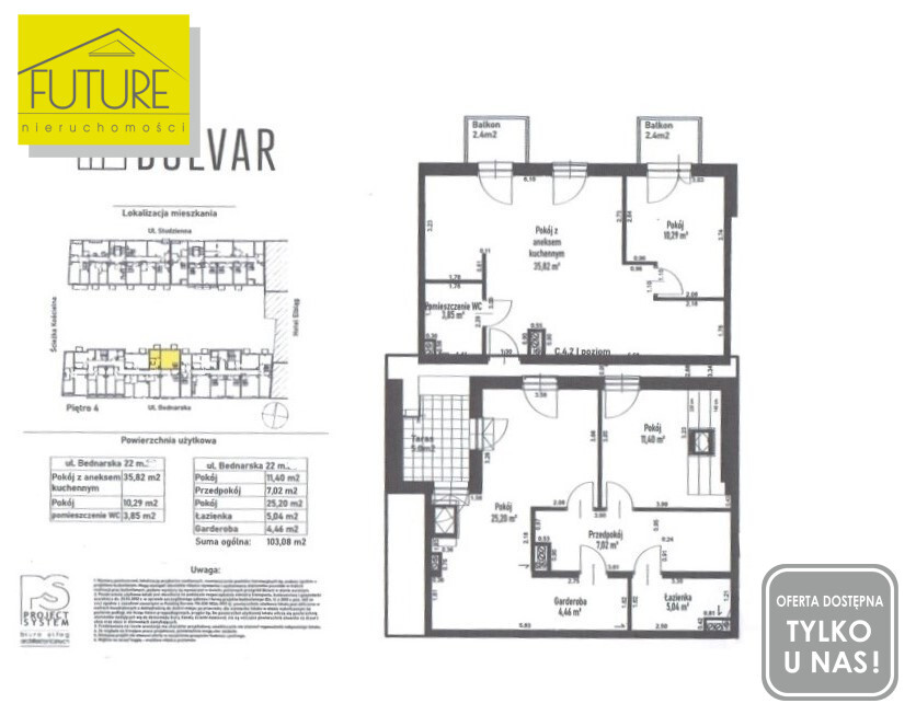 Elbląg FUTURE NIERUCHOMOŚCISprzedam apartament- Elbląg, Bednarska. JEDYNY TAKI APARTAMENT W SERCU