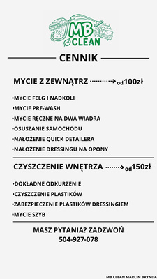 Elbląg Zadbamy o twój samochód i meble!✨
Sprawdź cennik i umów termin!😎