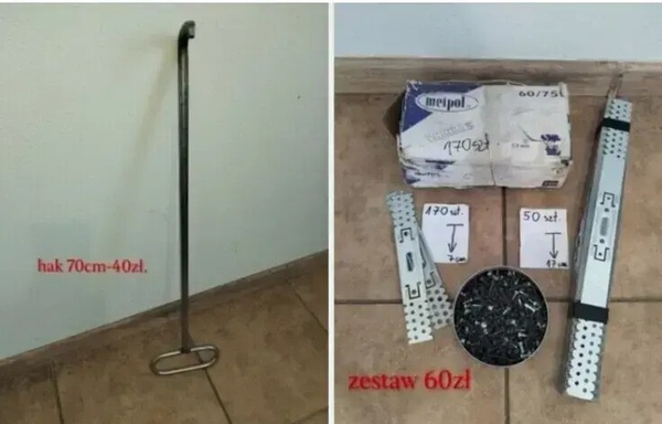 Elbląg Wieszak płaski ES60/125 -170szt. oraz ES60/150 - 50szt. plus wkręty pchełki... > > >