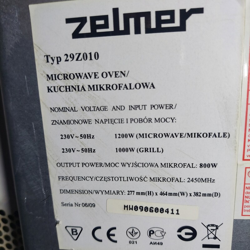 Elbląg Sprzedam kuchenkę mikrofalową Zelmer 29z010 sprawna, używana. Nowa kosztuje 340 - 375 zł. Cena - 65% do