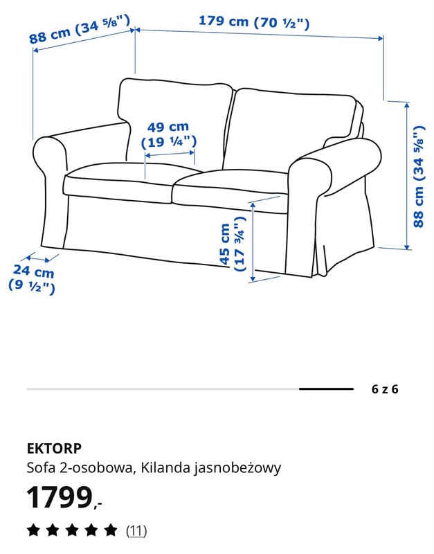 Elbląg Sprzedam kanapę Ektorp z Ikea. Możliwość ściągnięcia i wyprania materiału. Stan bardzo dobry, jak nowa. Odbiór