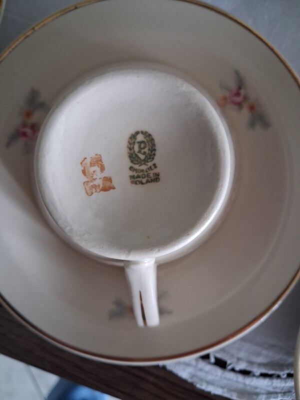 Elbląg Porcelanowy zestaw do kawy Chodzież, sygnowany!
