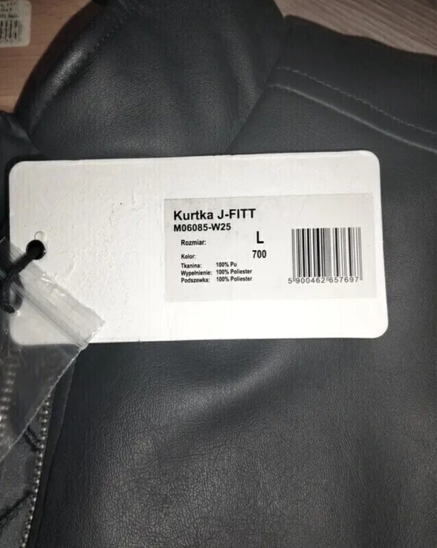 Elbląg Kurtka skórzana, dł. 70cm, obw. 125cm. wzr. 180cm - 171zł. Spodnie Jeans, pas 92cm. dł. 112cm. wzr. 182cm. -