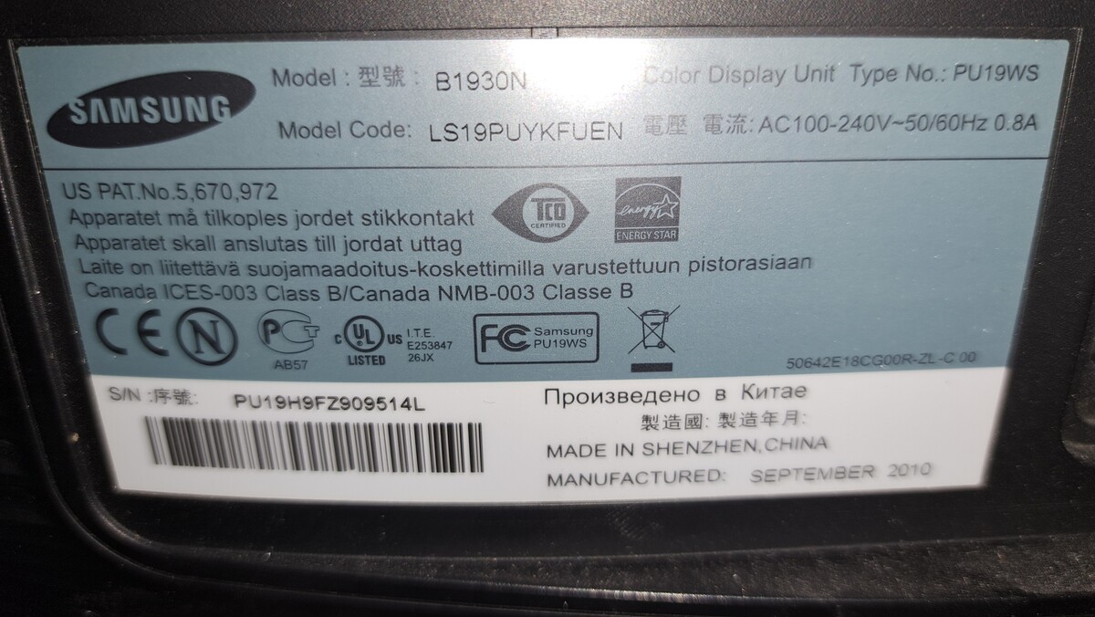 Elbląg Monitor komputerowy SAMSUNG 19 cali, model B1930N
Stan dobry. W zestawie przewód zasilający.