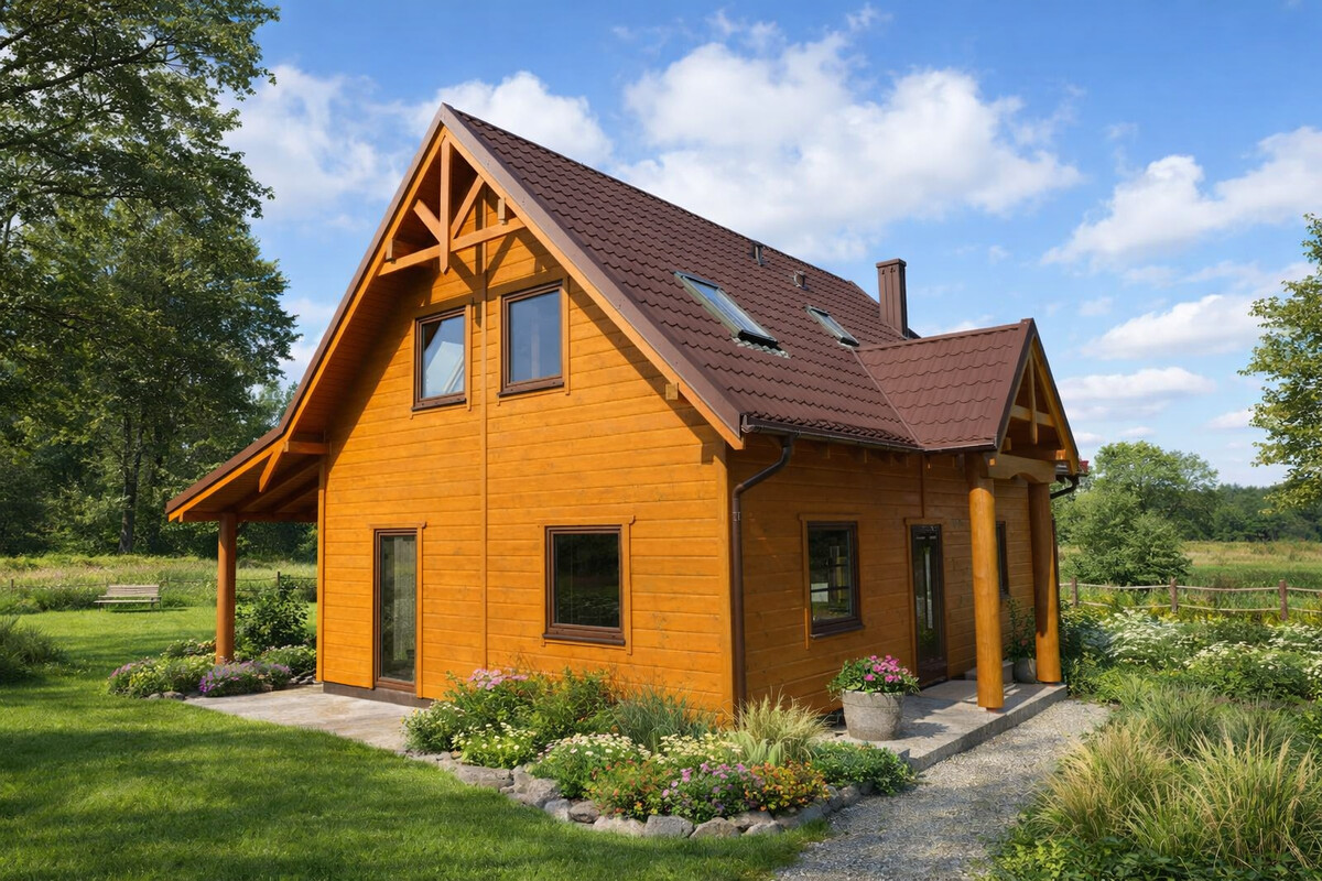 Elbląg DOM DREWNIANY JEDNORODZINNY ECOHOUSE IXJesteśmy firmą zajmującą się produkcją domów drewnianych mieszkalnych