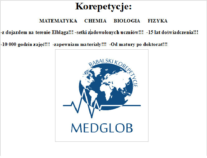 Elbląg Udzielę korepetycji stacjonarnie z Chemii, Matematyki, Biologii i Fizyki. Wszystkie poziomy, od szkoły