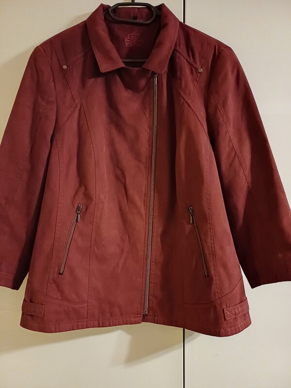 Elbląg Kurtka damska wiosna Bexleys Woman rozmiar 46,kolor burgund, zapinana asymetrycznie, rękaw 7/8,stan jak nowa,