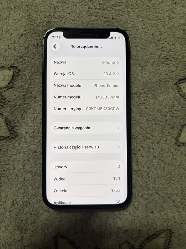 Elbląg Witam sprzedam iPhone 12 mini czarny w bardzo dobrym stanie kondycja baterii 74% podaje taką cenę ale jestem