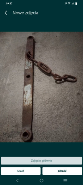 Elbląg Sprzedam cięgło z czasów PRL. Stan widoczny na zdjęciach. Długość 90 cm, długośćod środka otwóru do środka