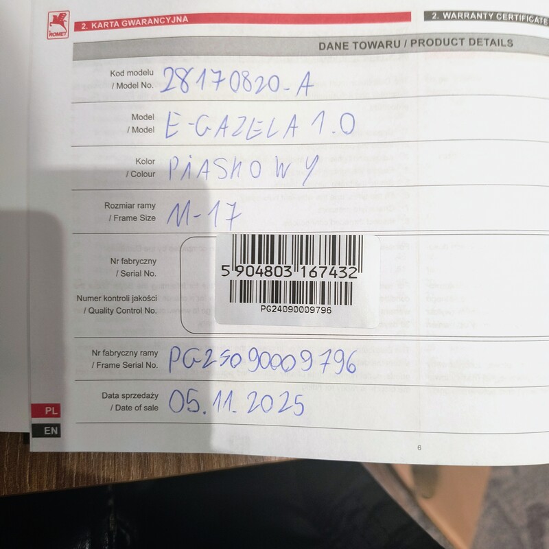 Elbląg Romet E-Gazela 1.0 Piaskowy 17M 504WH 28 cali NOWY
Sprzedam rozpakowany w celu naładowania baterii, rower