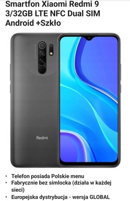 Elbląg Sprzedam smartfon Xiaomi Redmi 9 3\32gb, ekran full hd, bardzo mało używany, stan idealny, żadnej ryski, jak