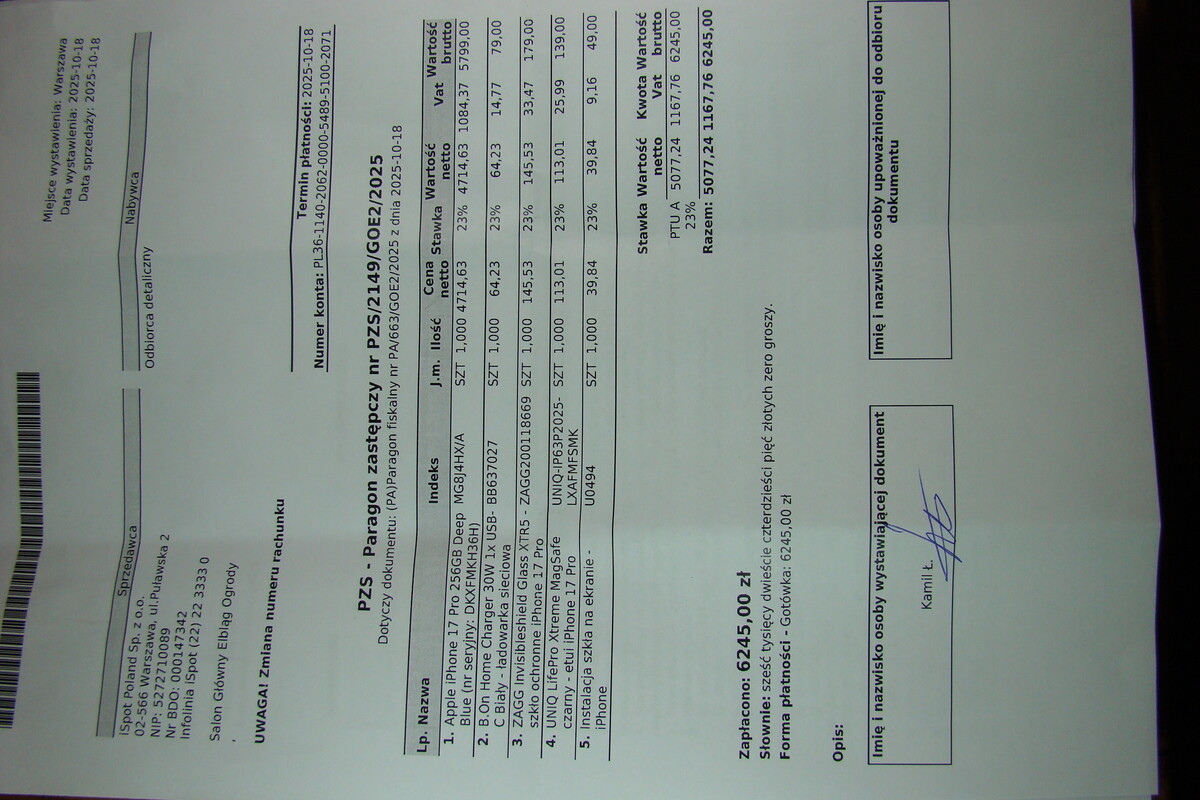 Elbląg Nowy Iphone 17Pro niebieski.