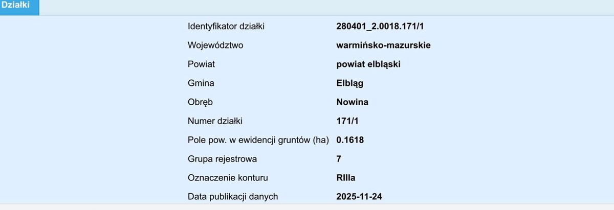 Elbląg 🌳 Na sprzedaż, działka - Nowina 🏡