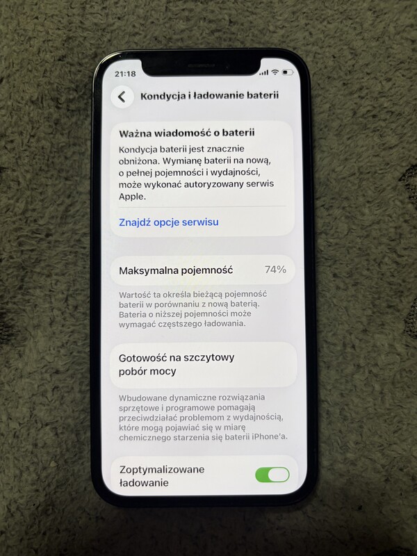 Elbląg Witam sprzedam iPhone 12 mini czarny w bardzo dobrym stanie kondycja baterii 74% podaje taką cenę ale jestem